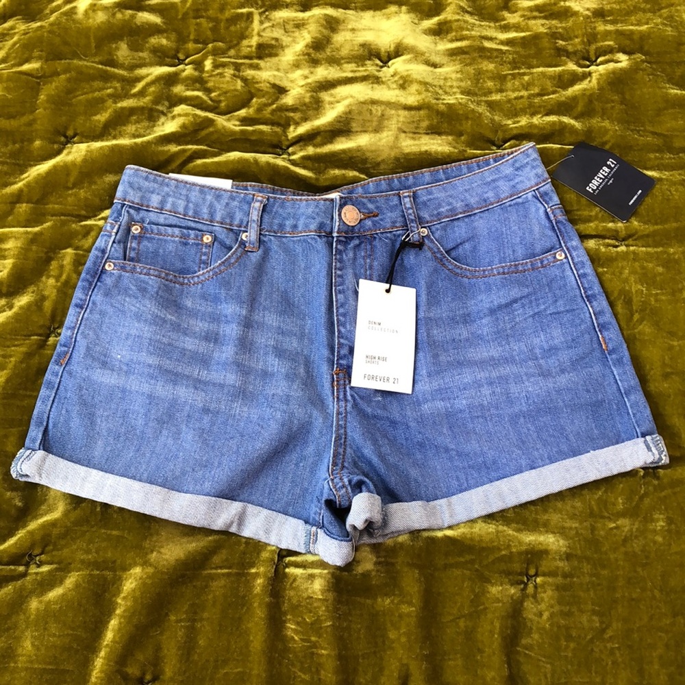 High waisted denim shorts